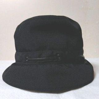 美品 ビンテージ レア グッチ バケットハット 黒 レザー リボン ブラック S