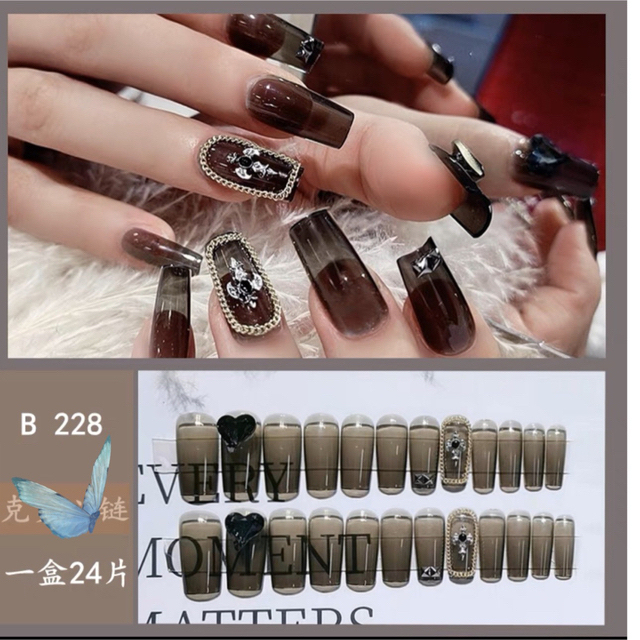 販売実績No.1 No.S31 メルカリ便発送 韓国風ネイルチップ黒シンプル