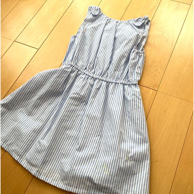 水色ストライプ　サマーワンピース キッズ/ベビー/マタニティのキッズ服女の子用(90cm~)(ワンピース)の商品写真