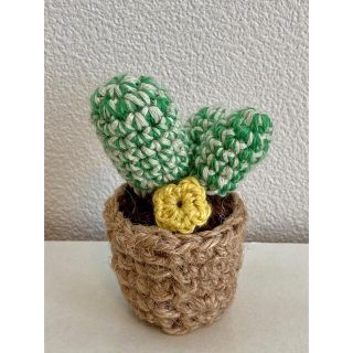 水のいらない毛糸のサボテン　🌵　イエロー(置物)