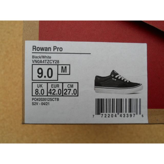 バンズ VANS ROWAN PRO 27,0cm Black 4