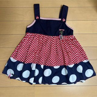 プチバトー(PETIT BATEAU)のMamas&Papas ドットジャンパースカート 赤 紺 18-23m 86cm(ワンピース)