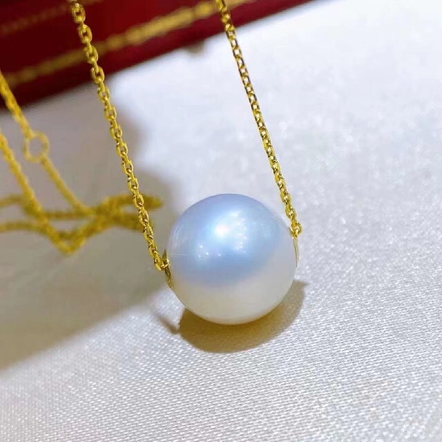 上等な 【高級】天然南洋白蝶真珠 一粒ネックレスk18 ネックレス 