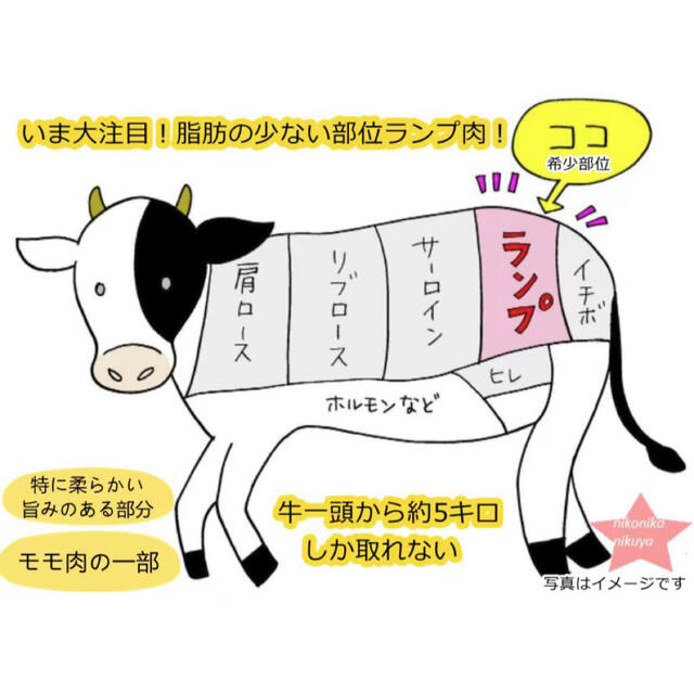 ★岡山県産黒毛和牛★ランプ1kg•焼肉・BBQ•牛肉・肉・贈答品・送料無料  食品/飲料/酒の食品(肉)の商品写真