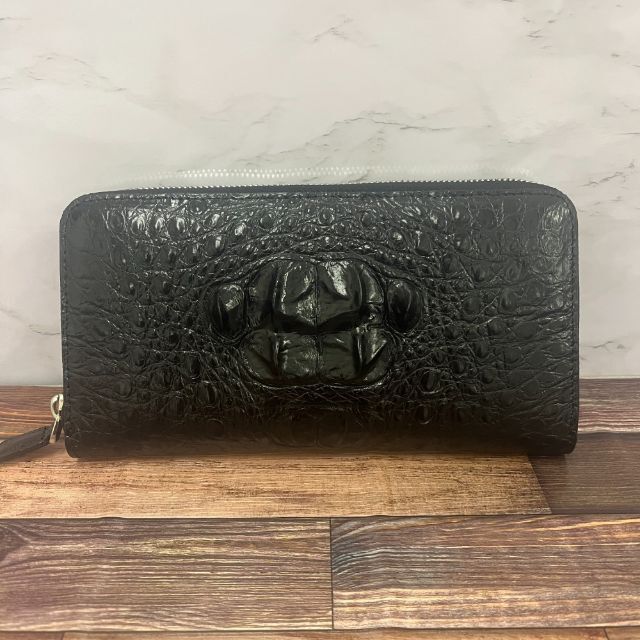 ワニ革 新品 長財布 ブラック クロコダイル 天然革 高級 ワニ ...