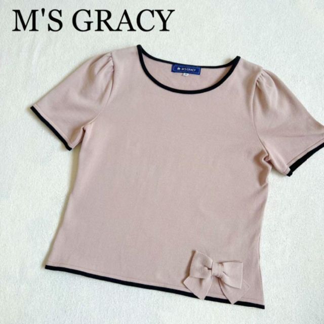 はない M'S GRACY - エムズグレイシー 半袖サマーニット リボン バイ