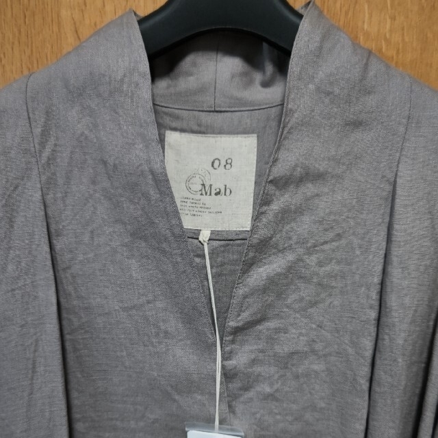 【08Mab】リネン100％ 変形 羽織り ジャケット 麻 ゼロハチマブ グレー