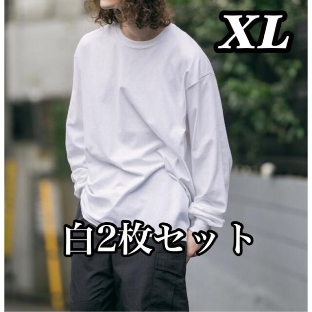 GILDAN(ギルタン)の新品未使用. GILDAN ギルダン 6oz 無地長袖ロンT 白 2枚セットXL メンズのトップス(Tシャツ/カットソー(七分/長袖))の商品写真