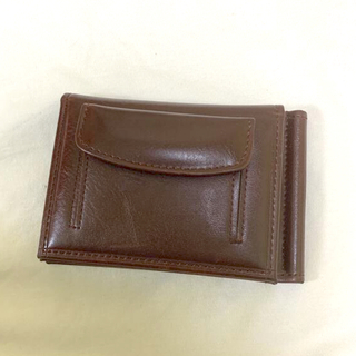 イタリア製 革 財布 マネークリップ 二つ折り財布 ブラウン(マネークリップ)