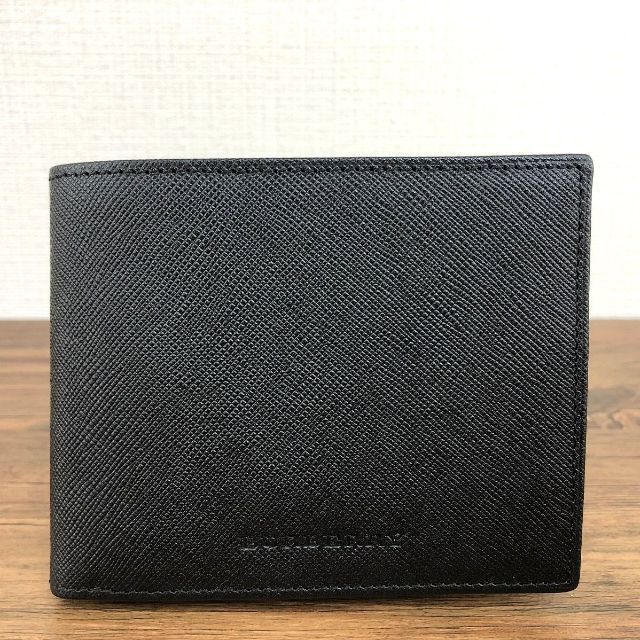 未使用品 BURBERRY 二つ折り財布 ブラック レザー 324