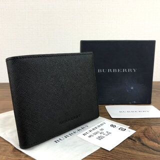 バーバリー(BURBERRY)の未使用品 BURBERRY 二つ折り財布 ブラック レザー 324(折り財布)