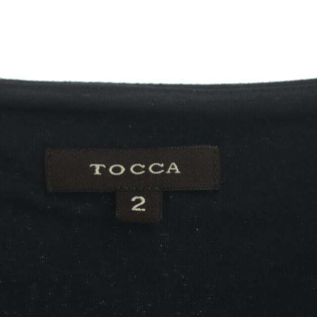 TOCCA(トッカ)のトッカ ビジュー ワンピース ドッキング 膝丈 半袖 ボーダー ベージュ 黒 レディースのワンピース(ひざ丈ワンピース)の商品写真