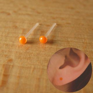 樹脂ポストピアス２点セット【キャロット3mmつやあり、ターコイズ3mm】(ピアス)