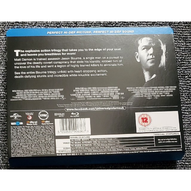 ジェイソン・ボーン・トリロジーBOX スチールブック 海外盤 エンタメ/ホビーのDVD/ブルーレイ(外国映画)の商品写真