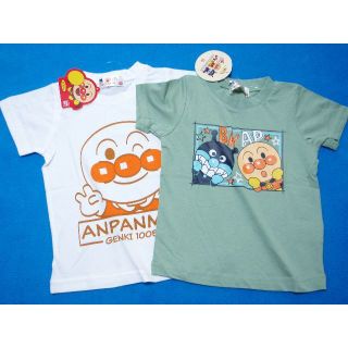 アンパンマン(アンパンマン)の新品　100cm　アンパンマン　男の子半袖Tシャツ2枚セット　ピースW・のぞいて(Tシャツ/カットソー)