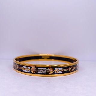 Hermes - エルメス エマイユ バングル ブレスレット 七宝焼き 白 黒