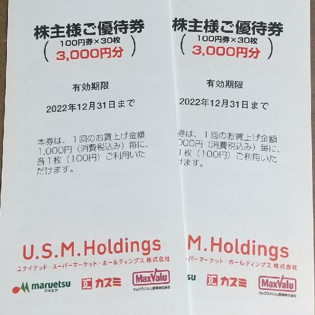 日本 USMH 株主優待 2000円分