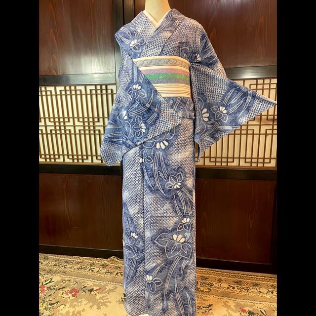 新品❣️菖蒲❗️希少トールサイズ身丈174裄丈73有松鳴海総絞り浴衣2点