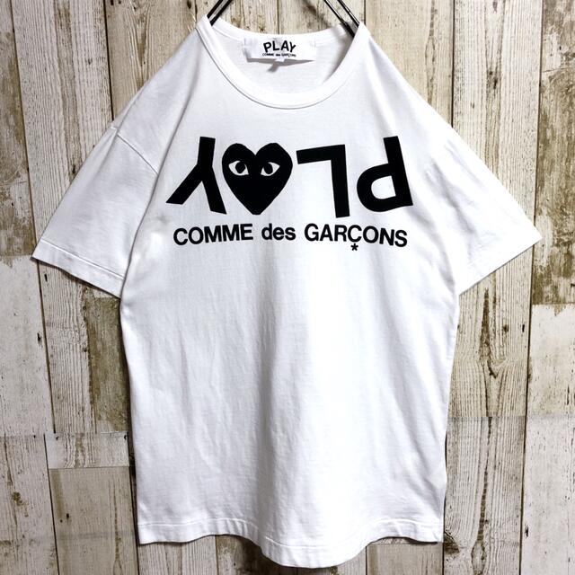 COMME des GARCONS(コムデギャルソン)のプレイコムデギャルソン 日本製 ビッグプリント 表記L ホワイト Tシャツ メンズのトップス(Tシャツ/カットソー(半袖/袖なし))の商品写真