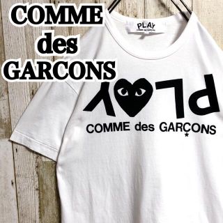 コムデギャルソン(COMME des GARCONS)のプレイコムデギャルソン 日本製 ビッグプリント 表記L ホワイト Tシャツ(Tシャツ/カットソー(半袖/袖なし))