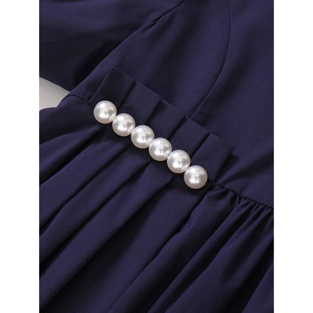 3年保証 即日出荷 Chesty パールラインパフスリーブワンピース Navy