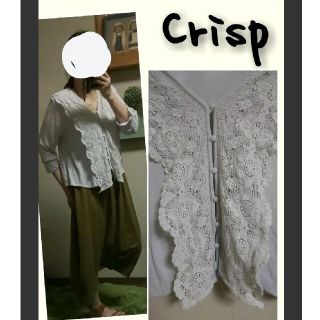 クリスプ(Crisp)の(セール♪)Crispクリスプ レース付き柔ブラウス(カーディガン)