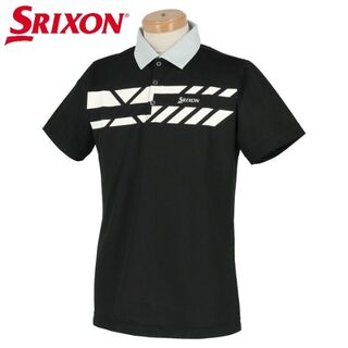 Srixon - 新品☆SRIXON ゴルフ 配色ラバープリン 半袖 ポロシャツ☆黒☆Lサイズ