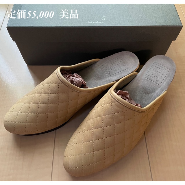 ミナペルホネン シューズ pied bois23cm des キャメル美品 ミュール
