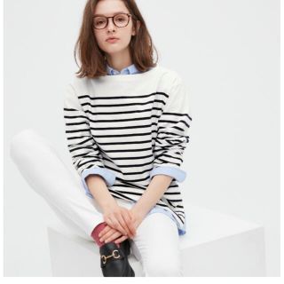 ユニクロ(UNIQLO)の※最終お値下げ※【新品】UNIQLO💗ボーダーオーバーサイズT💗長袖(Tシャツ(長袖/七分))