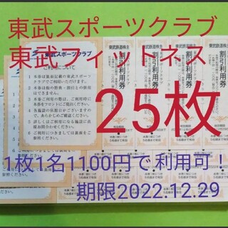 【25枚】東武スポーツクラブ割引券　25枚(フィットネスクラブ)