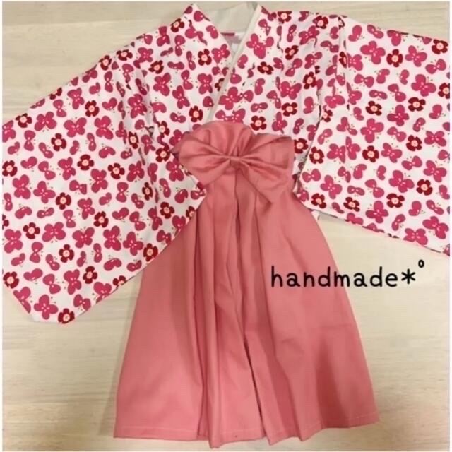 handmade♡ベビー袴 キッズ/ベビー/マタニティのベビー服(~85cm)(ロンパース)の商品写真