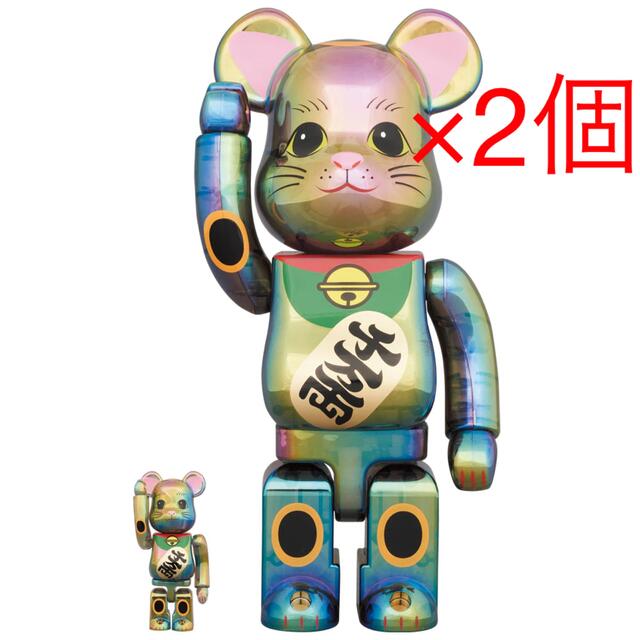 新品未使用購入場所BE@RBRICK 招き猫 黒透明メッキ 100％ & 400%