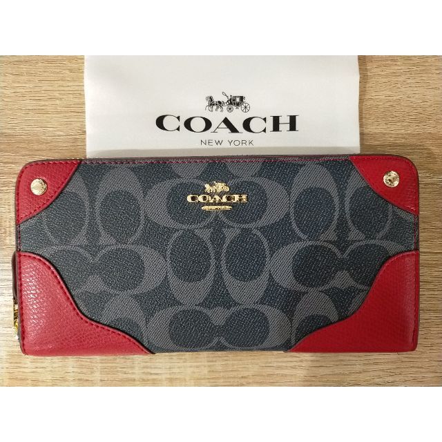 COACH(コーチ)の＊COACH　コーチ＊シグネチャー　長財布　デニム×クラシックレッド レディースのファッション小物(財布)の商品写真