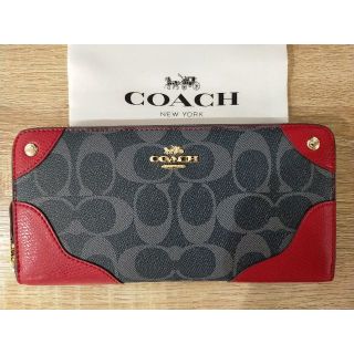 コーチ(COACH)の＊COACH　コーチ＊シグネチャー　長財布　デニム×クラシックレッド(財布)