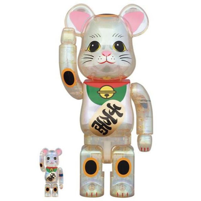 BE@RBRICK ベアブリック 招き猫 透明メッキ 100％ u0026 400％ -