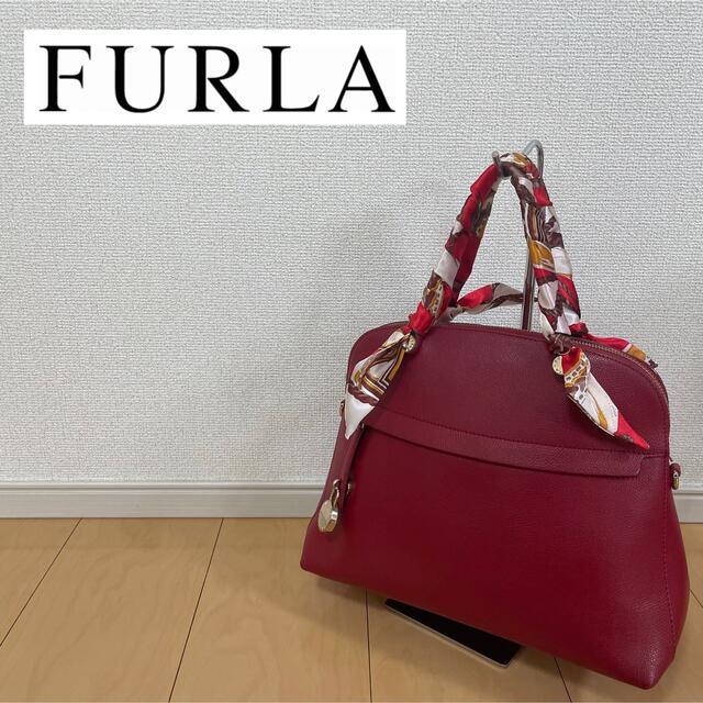Furla - Furla フルラ　ハンドバッグ　パイパー　赤　レッド　スカーフ　Mサイズ ハンドバッグ 本物品質の