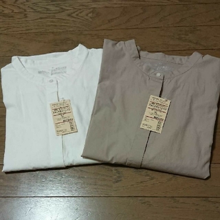 ムジルシリョウヒン(MUJI (無印良品))の無印良品 新疆綿洗いざらしブロードスタンドカラーシャツ XL 2枚(シャツ/ブラウス(長袖/七分))