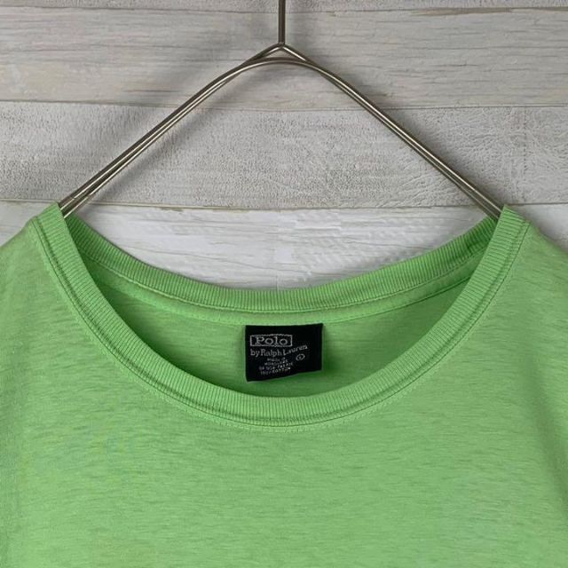 《90s》Ralph Lauren TシャツXXL☆ライムグリーン黄緑　刺繍ロゴ メンズのトップス(Tシャツ/カットソー(半袖/袖なし))の商品写真