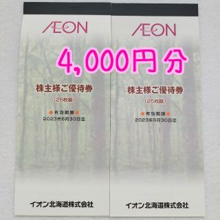 イオン(AEON)の【4,000円分】イオン北海道 株主優待(ショッピング)