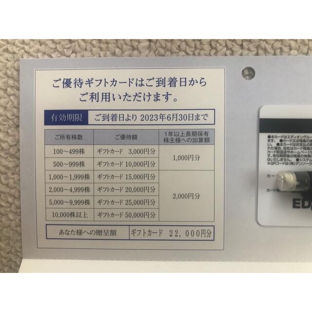 株主優待　エディオン　22000円分優待券/割引券