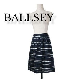 ボールジィ(Ballsey)のBALLESY  ミニスカート ネイビー系　シルバーボーダー柄　38　日本製(ひざ丈スカート)