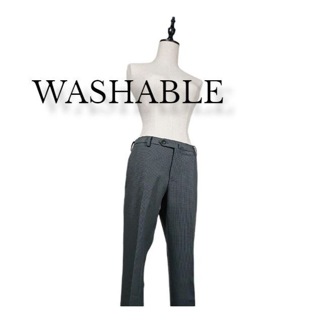 WASHABLE　デーパードパンツXS　グレー系千鳥格子柄　オフィス　フォーマル