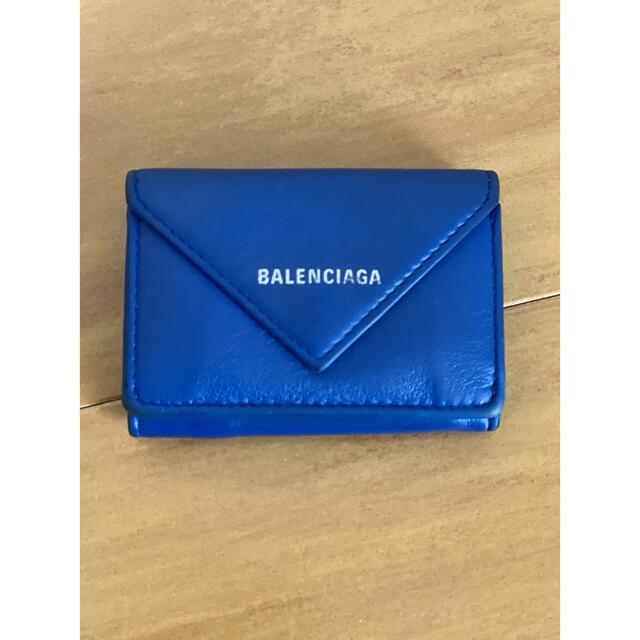 レディースバレンシアガ ペーパー ミニ財布 コンパクト財布 ブルー BALENCIAGA