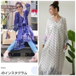 ご専用♡新品サンドレスムーン人気ペイズリー花柄マキシワンピース白エスニックワンピ(ロングワンピース/マキシワンピース)