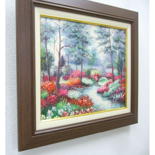 【同梱不可】 絵画 油絵 肉筆油絵 風景画 華の園 絵画