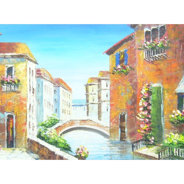 絵画 油絵 作者不詳 肉筆油絵 風景画 水辺の街 ベニス