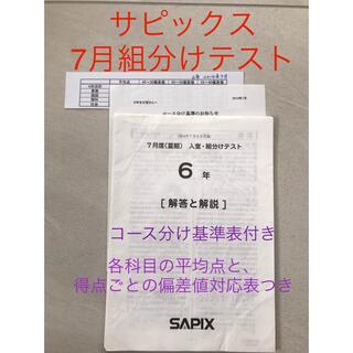 サピックス　小学6年　7月度入室・組分けテスト③(語学/参考書)