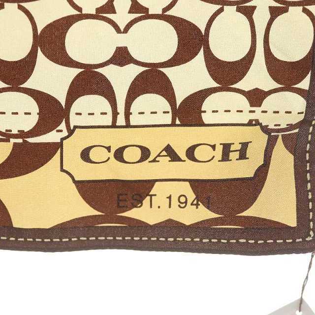 COACH(コーチ)のコーチ シグネチャー スカーフ チーフ 絹 シルク 茶色 ブラウン ベージュ レディースのファッション小物(バンダナ/スカーフ)の商品写真