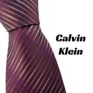 カルバンクライン(Calvin Klein)の【3323】良品！Calvin Klein ネクタイ　パープル系(ネクタイ)