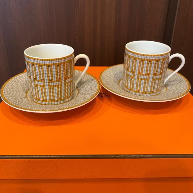 食器エルメス HERMES モザイク ヴァンキャトル コーヒーカップ&ソーサー ペア